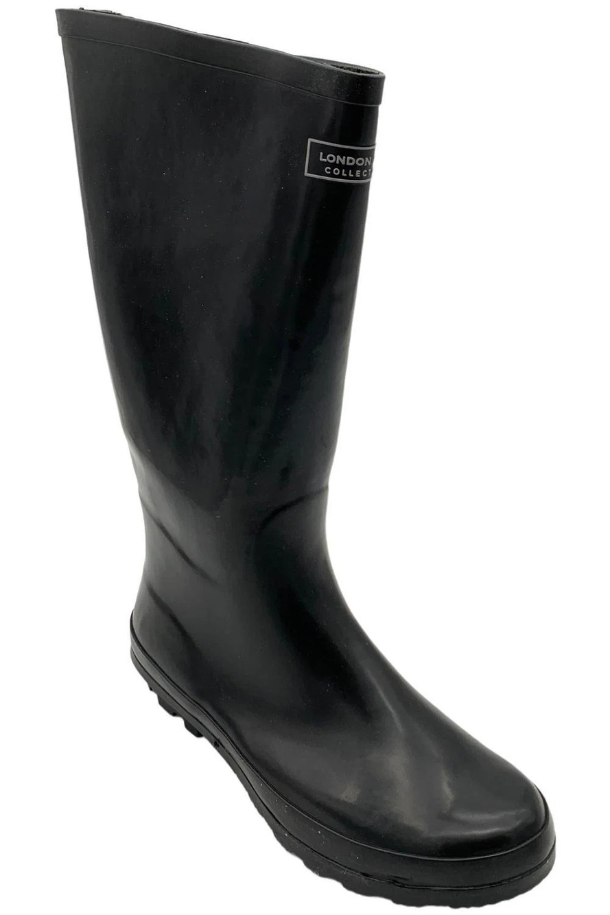 London Fog Women's Thames Waterproof Rain Boots Shiny Black - Medium